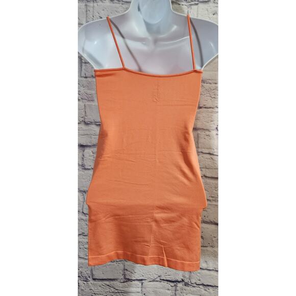 Simi Sue Orange Spaghetti Strap Tank Top One Size Lightweight Soft Stretchy - Picture 3 of 4